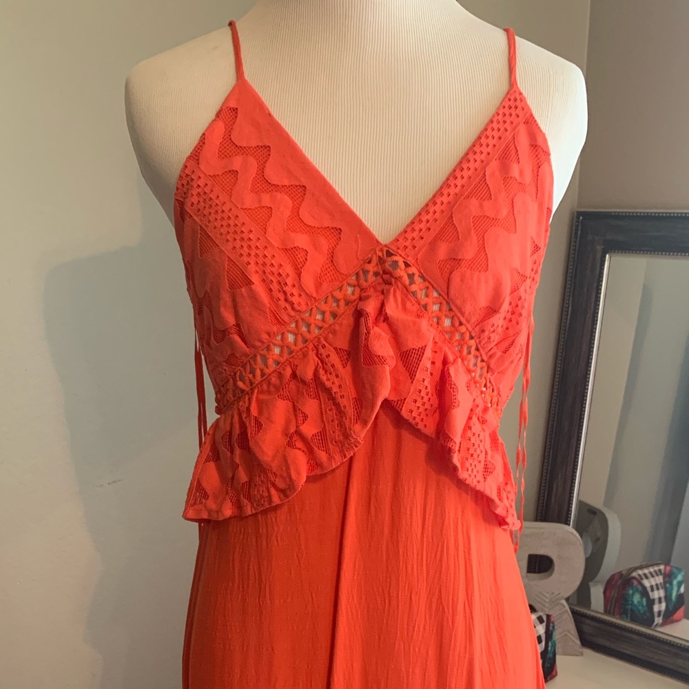 Orange High Low Flowy Dress
